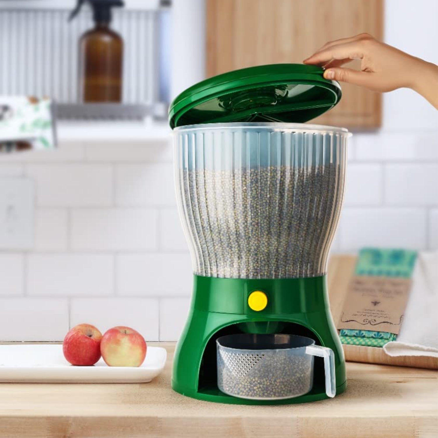 2895 Whole Grains Rice Bucket Rice Storage Tank, 360 Degree Rotary 4-Grid Rice Storage Dry Food Dispenser Food Storage Box, Green DeoDap 2895 Whole Grains Rice Bucket Rice Storage Tank, 360 Degree Rotary 4-Grid Rice Storage Dry Food Dispenser Food Storage Box, Green DeoDap